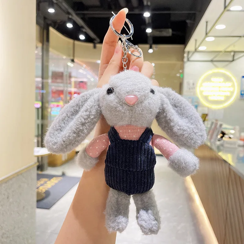 Cute carrying pants rabbit key chain pendant long-eared rabbit plush doll mini grab doll plush pendant