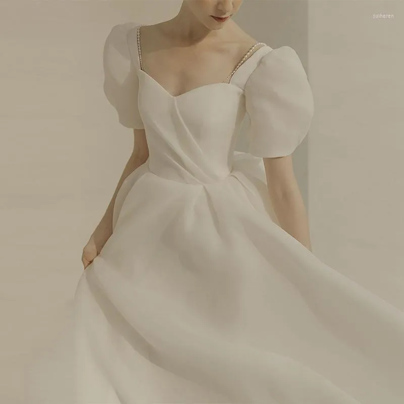 Vêtements Ethniques Français Robe De Mariée Légère Petite 2023 Super Fée Sen Système Blanc Simple Mariée Voyage