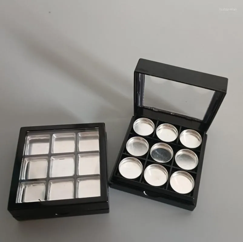 Garrafas de armazenamento 100pcs Caixa de sombra de olho preto duplo com tampa transparente pó cosmético compacto Cosméticos vazios Caixa de embalagem blusher