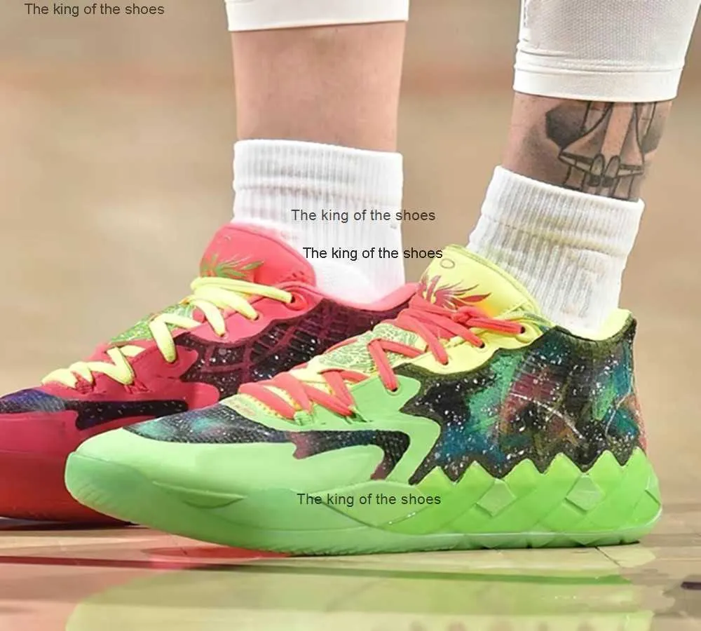 2023 Sapatos de lamelo Rick e Morty Basketball Shoes com Box MB.01 Lamello Ball Men Mulheres Crianças Esportes Tênis de sapatos Tamanho 4-12Lamelo Shoes