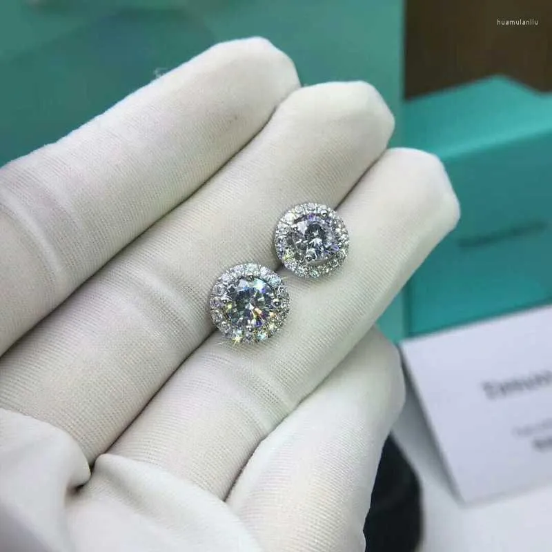 Orecchini a bottone Orecchino da tennis alla moda Pavimenta la pietra CZ Vero argento sterling 925 Dichiarazione di nozze per feste per gioielli da donna