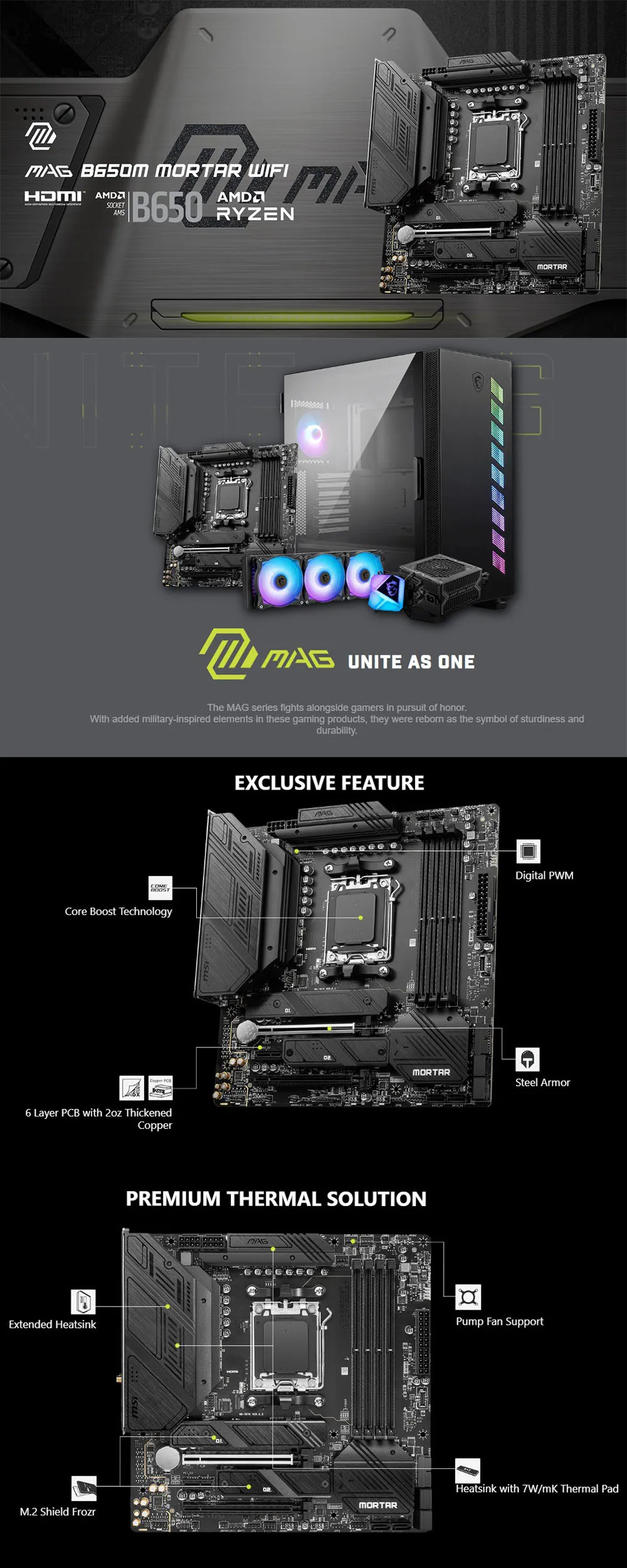 MSI MAG B650M MORTAR WIFIマザーボードAMDソケットAM5 DDR5 MSI MAG B650M MORTAR WIFIマザーボードAMDソケットAM5 DDR5