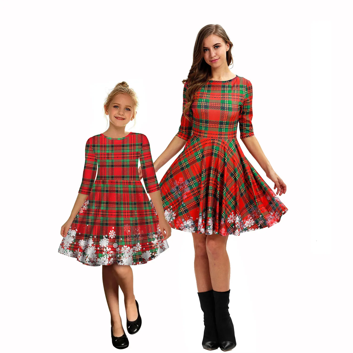 Família, roupas correspondentes, mãe e filha vestido de natal festas paredes parterchild moda moda adolescente meninas mamãe roupas rtu 230310