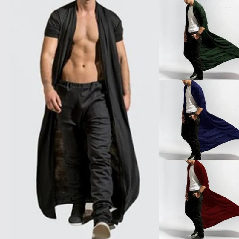 Rów męskiej płaszcza długości koktajl długości koktajl Karbuń prosta stały kolor otwarty przednia kurtka wiatroodporna odzież wierzchnia