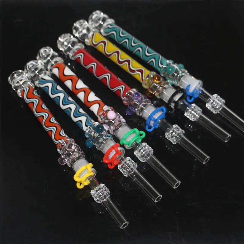 Mini glass Nectar Kit Hookahs 10mm Nector Dab Straw Oil Rigs Micro NC Set Glass Water Pipe Titanium Tip