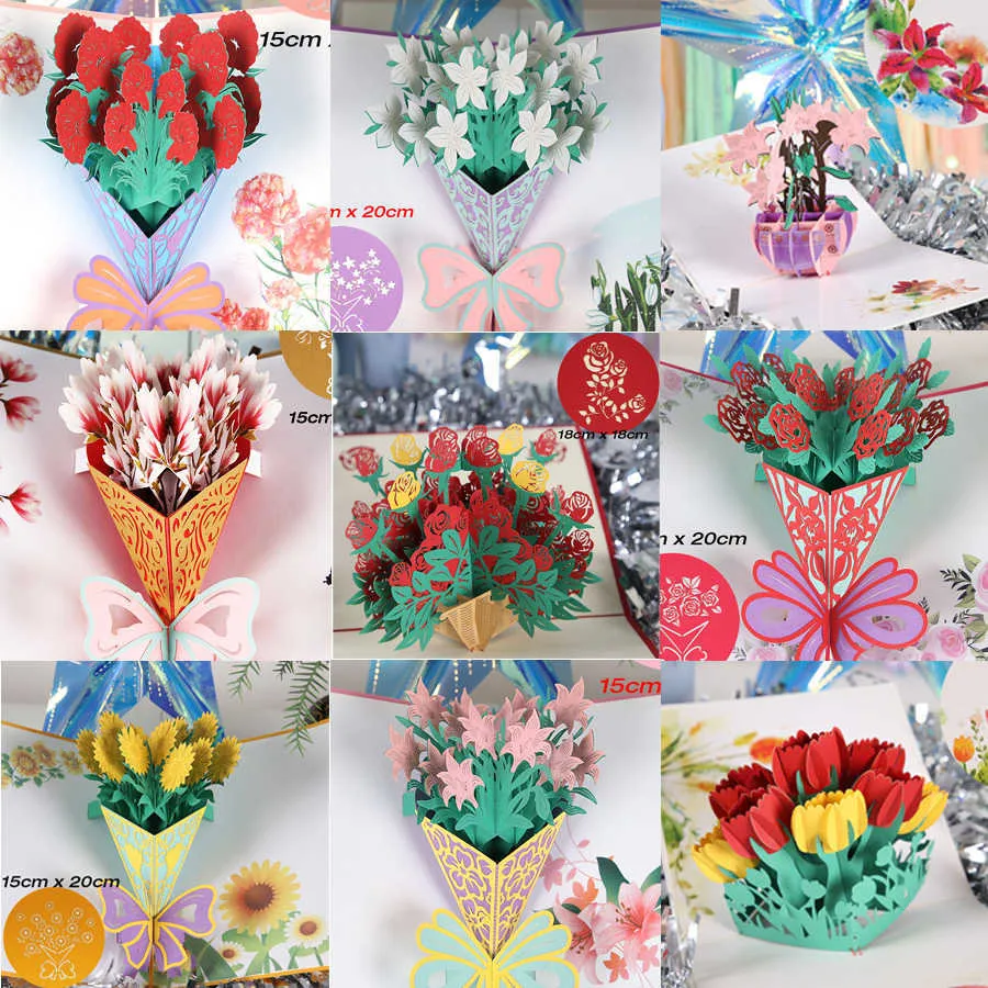 Handmade 3D Pop Up Flower Greeting Card - Birthday, Thank You Gift for ...