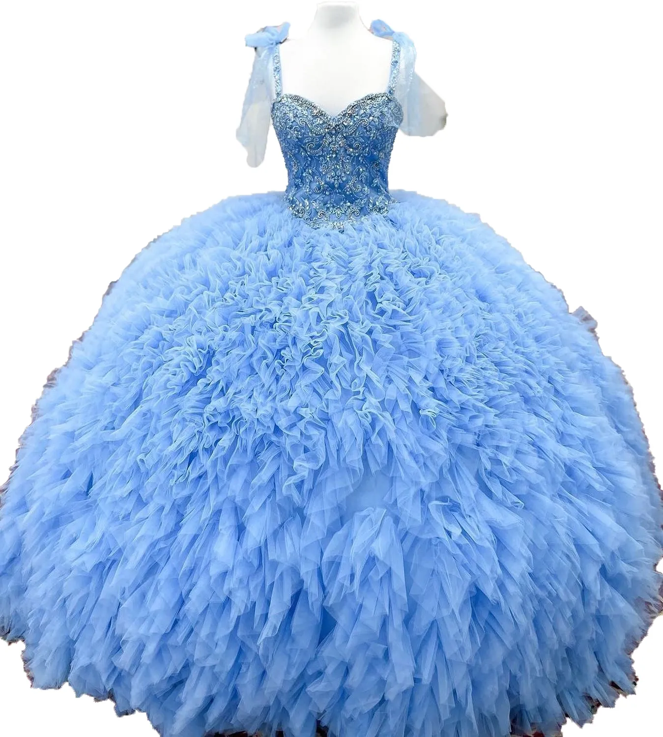 hoco dresses 2025 light blue Sky Blue Spaghetti Straps A-line Lace Backless Short Homecoming Dresses,  MH516 main image 0