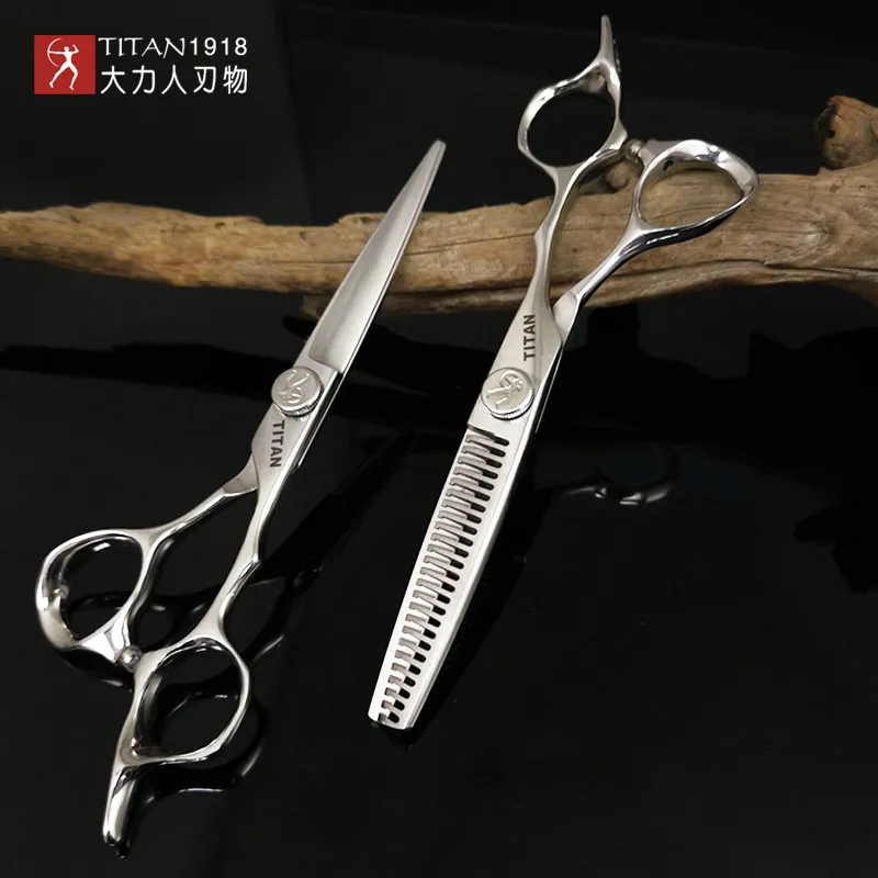 Ciseaux de cheveux TITAN coiffeur professionnel outils de barbier salon coupe de cheveux ciseaux amincissants ensemble de 6.0 ciseaux à cheveux de 7 pouces 230310