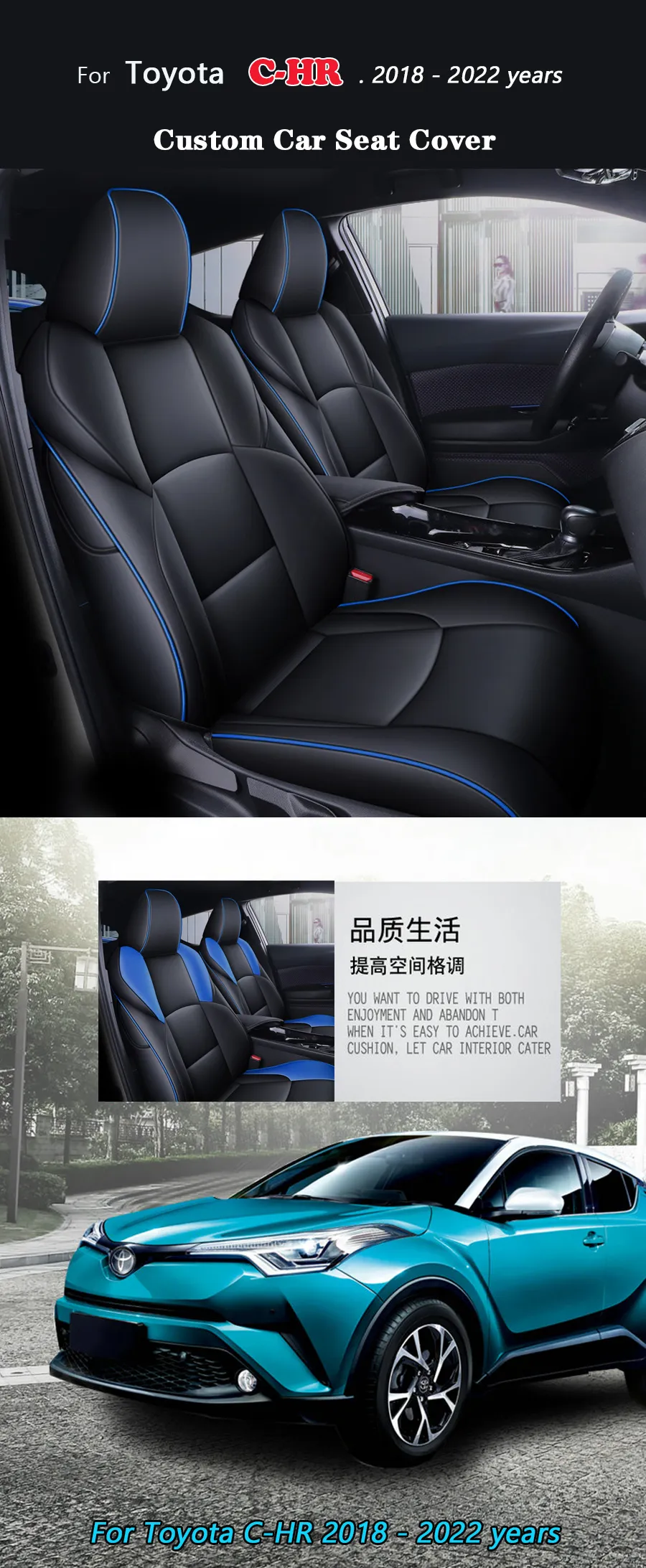 Premium Waterproof Leather Seat Covers For Suv For Toyota CHR Full