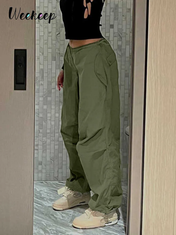 Kvinnor byxor capris weekeep smackstring y2k lastbyxor streetwear låg stigning joggy bants capris kvinnor byxor casual tröjbyxor grundläggande bottnar l230310