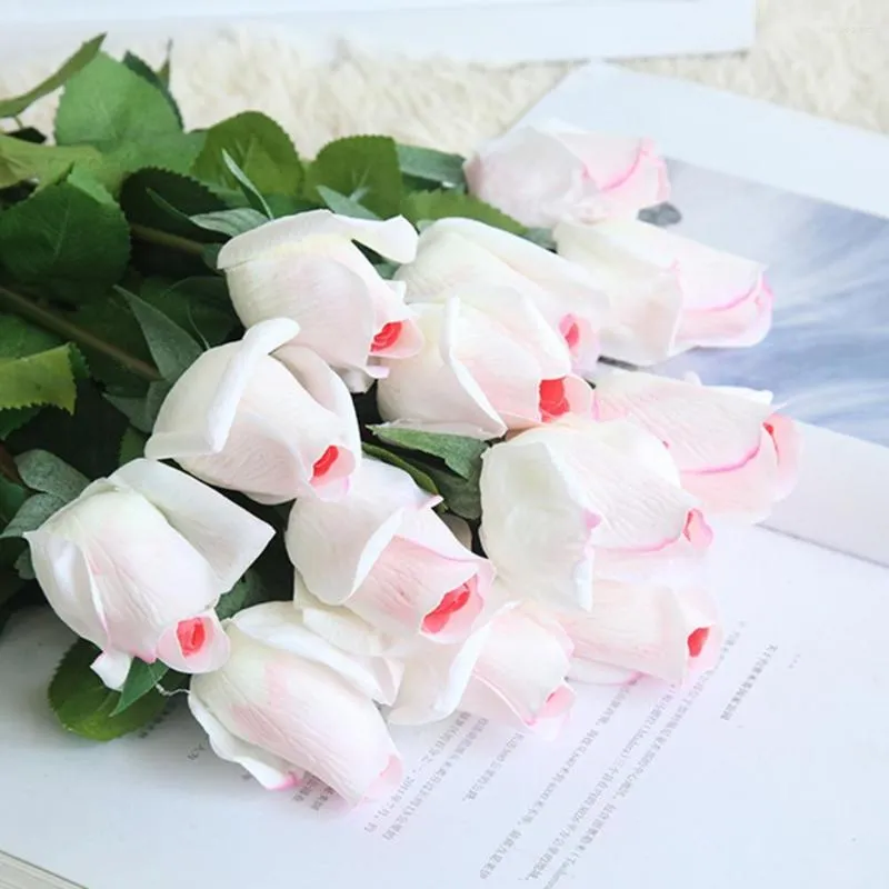 Fleurs décoratives Charme Faux Rose Fleur Texture Claire Surface Humide Facile D'entretien Imitation Créer Des Atmosphères
