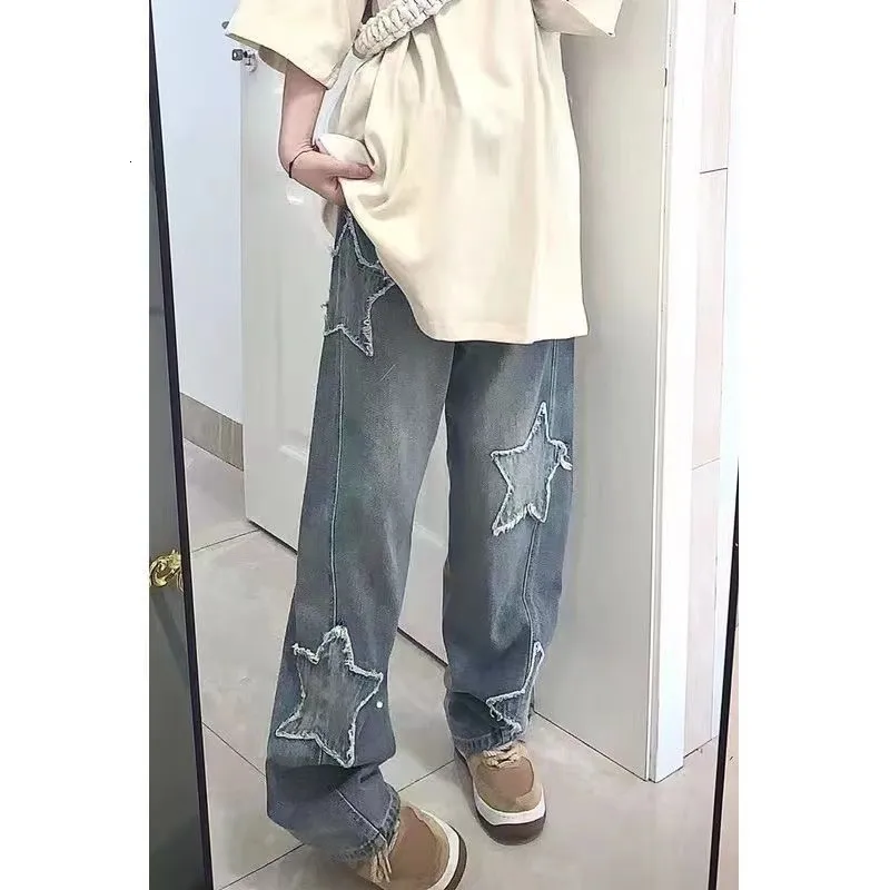 Women's Jeans Y2K Emo Women Streetwear Oversized Star Pattern Straight Trousers Baggy Jeans Fairy Grunge Hip Hop Denim Pants Korean Clothes 230310