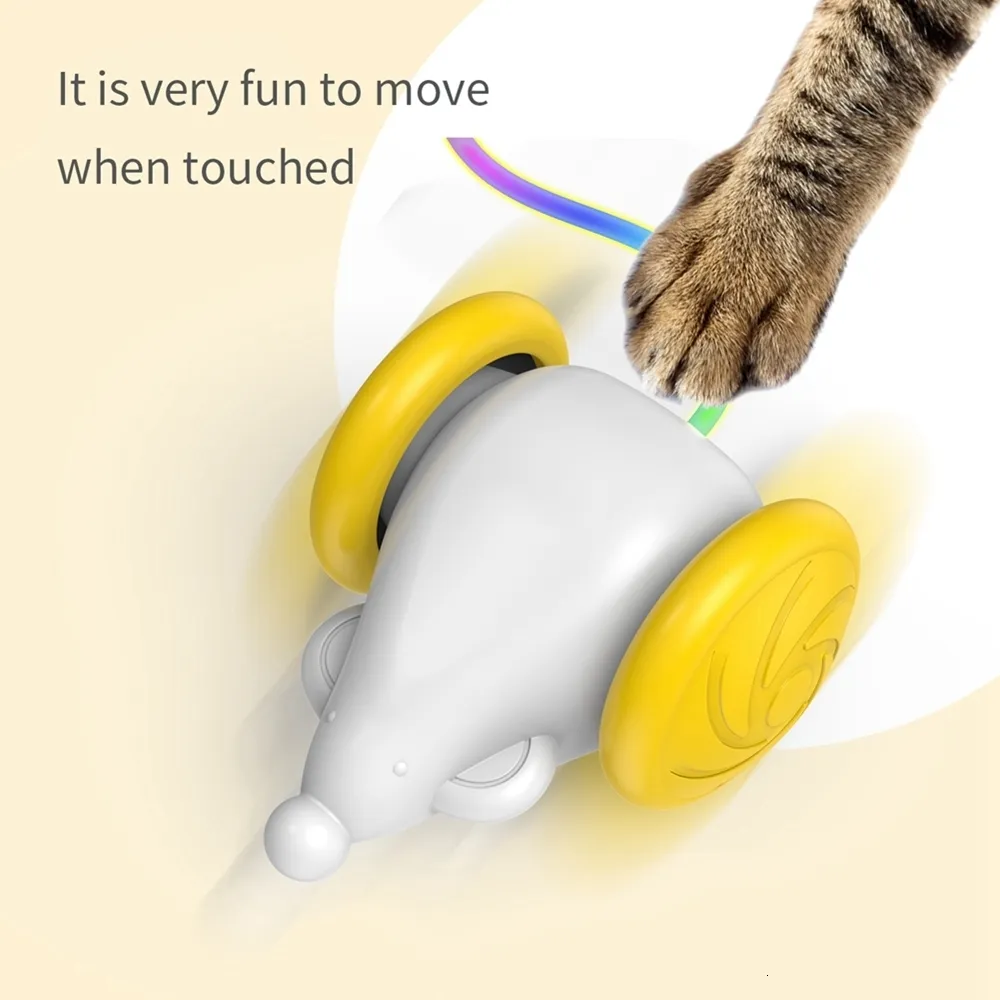 Cat Toys Auto Interactive Indoor Electronic Simulation Mouse Kittens Play Ball Rat with LED Light Smart s HuntingToy 230309