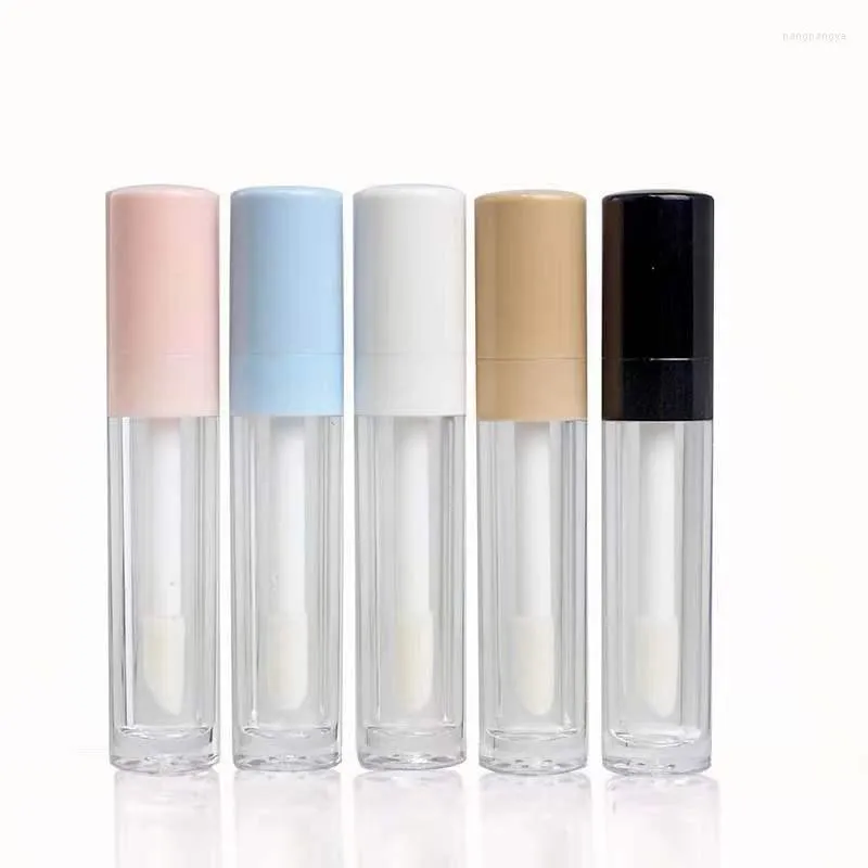 Storage Bottles 50Pcs Wholesale Empty 8ml Thick Wall Clear Lip Gloss Tubes Big Brush Cosmetic Packaging Container With White Black Lid