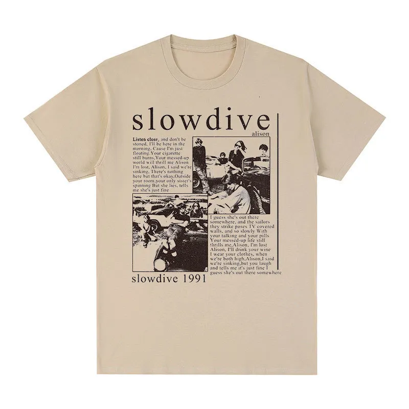 Mens Tshirts SlowDive Alison 1991 Vintage Tshirt Tour dos anos 90 Classic Cotton Men Tir shirt Tee Tshirt Tops UNISSISEX 230310