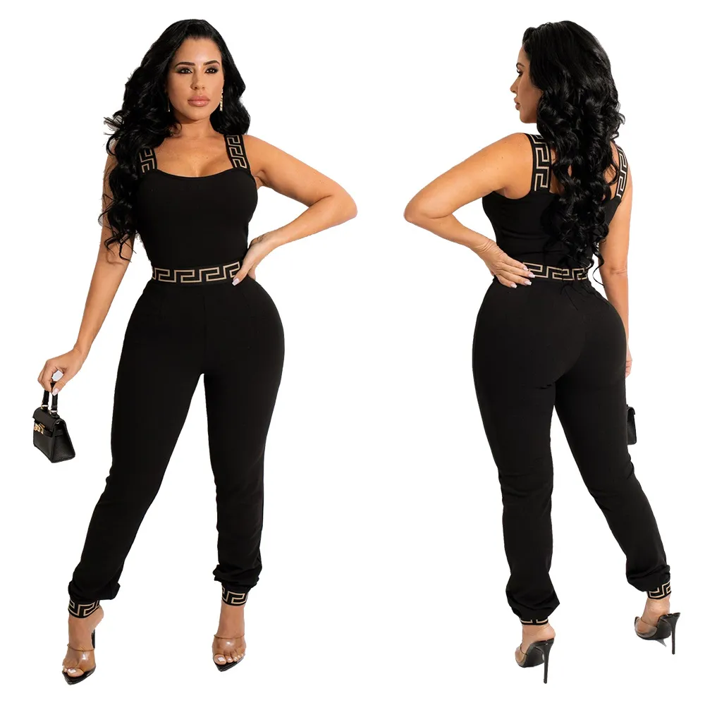 Mode dames jumpsuits rompers sportkleding vrouwen passen bij sport casual mouwloze top sweatshirt broek dames tweedelige elastische riem jumpsuit bretels