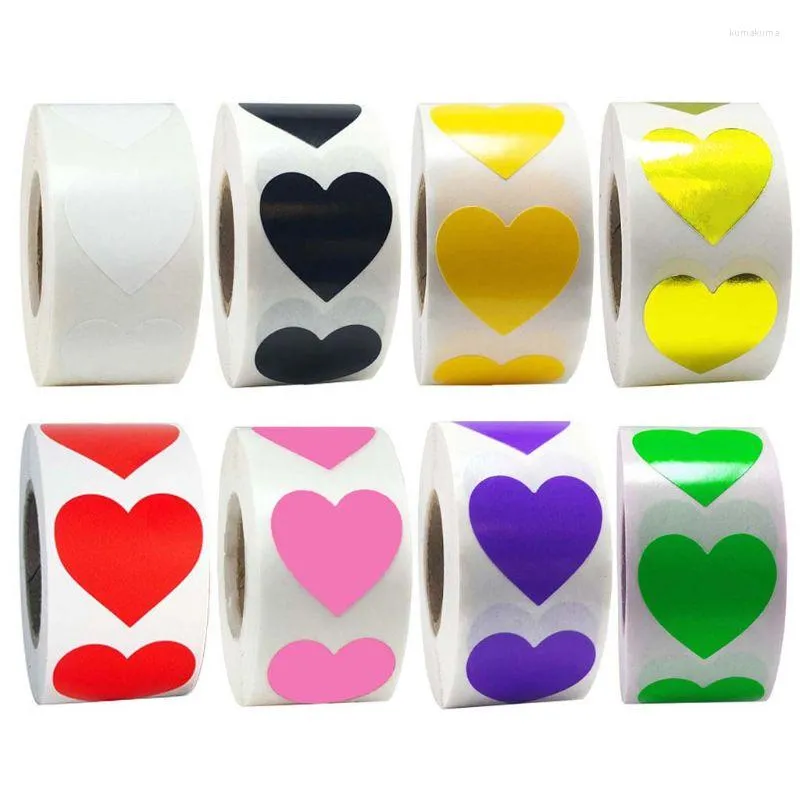 Подарочная упаковка 500pcs/Roll Heart в форме Love Seal Sticker