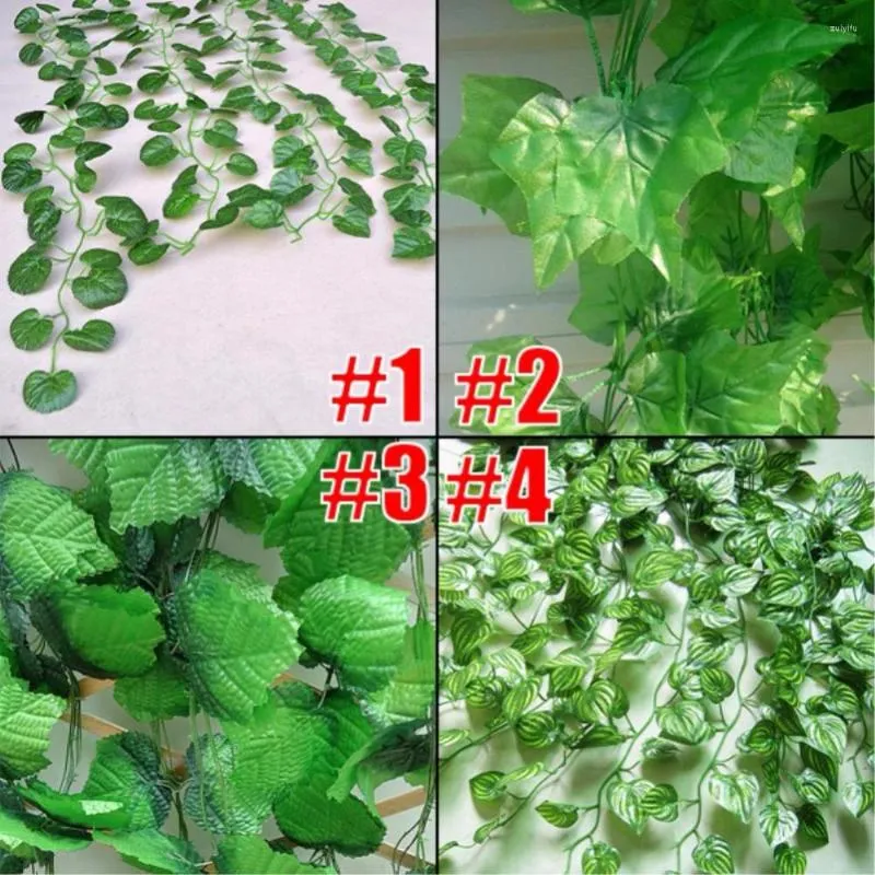 Decorative Flowers 10pcs/lot 2.3M 4 Styles Artificial Ivy Leaf Hanging Garland Flower Vine For DIY Home Wedding Floral Wall Garden Decor