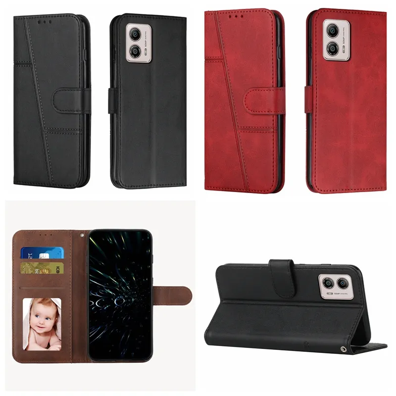 Gevallen voor Motorola G Stylus 5G 2023 Moto G53 G 5G E13 E73 X40 Pro Edge 2023 Verticale lederen Wallet Retro Vintage Lijn Flip Cover Frame Credit ID Card Slot Holder Zakken