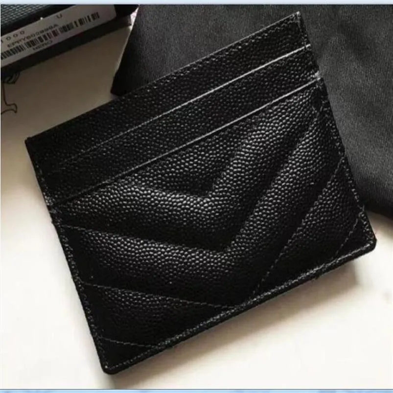 Paris modetillbehör Kvinnor Korthållare Elegant Lady Brand Clutch Wallet Black Small Leather Bag Caviar Mini Co Purse261r