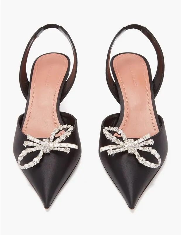 Mode de luxe Amina Muaddi Rosie Bowie Sandales Chaussures Crystal PVC Pompes Talons Femmes Luxurys Designer Robe Chaussure Soirée Slingback Sangle