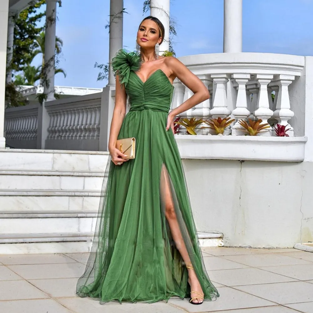 green emerald velvet dress Dark Green Satin One Shoulder Mermaid Long Custom Bridesmaid Dresses ,  BN1198