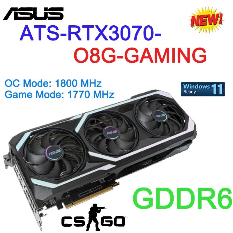 Asus Placa de vdeo ats RTX3070 O8G GamingデュアルRTX 3070 8G V2 TUF-RTX3070-O8G-V2-GAMINGROG STRIX VIDEO CARDS GDDR6 LHR NEW