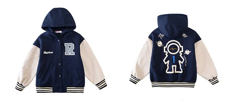 Fashionable Baby Boy Baseball Jacket With Letter Print For