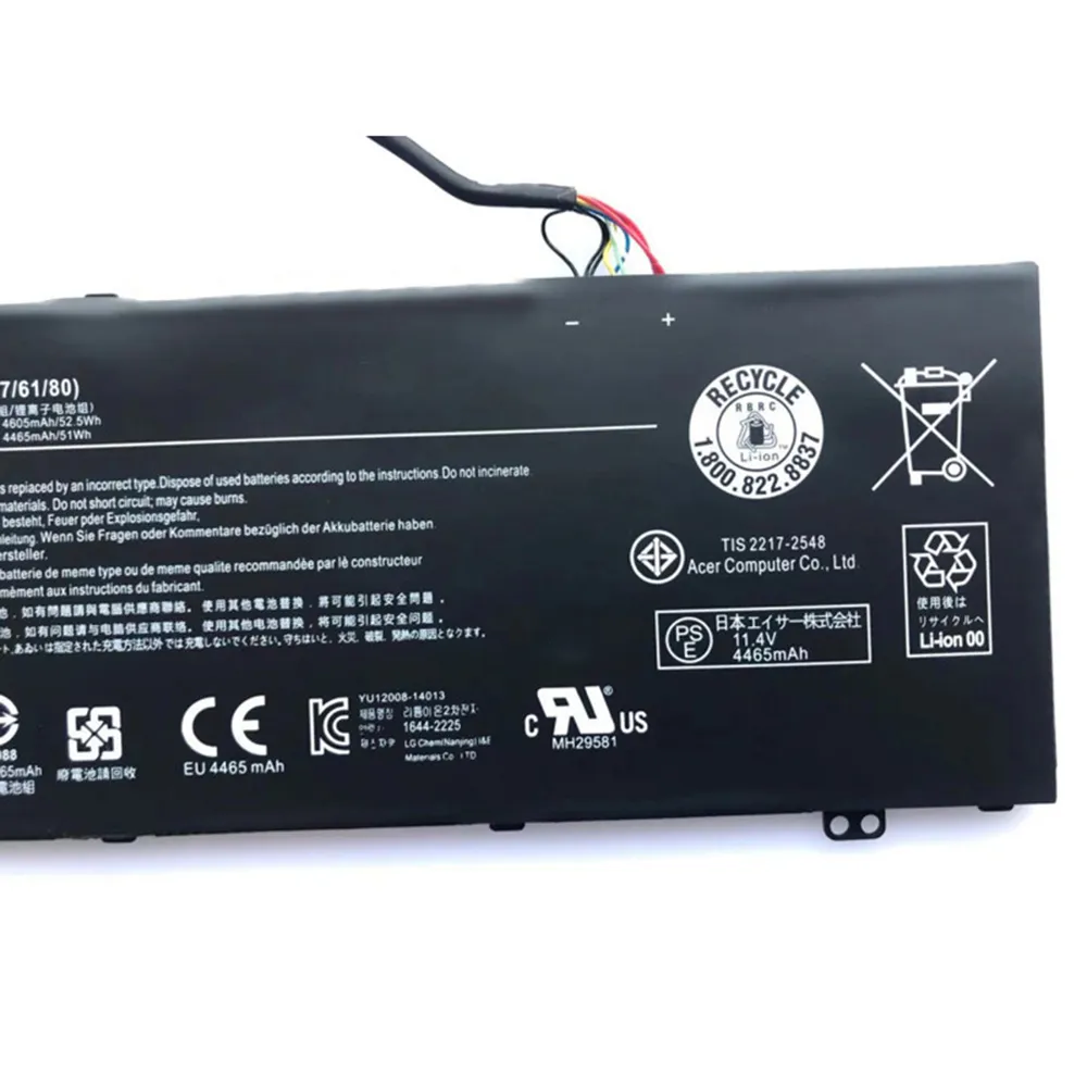 Tablet PC-batterier AC14A8L Laptop Battery för Acer Aspire VN7-571 VN7-571G VN7-591 VN7-591G VN7-791G MS2391 KT.0030G.001 11.4V