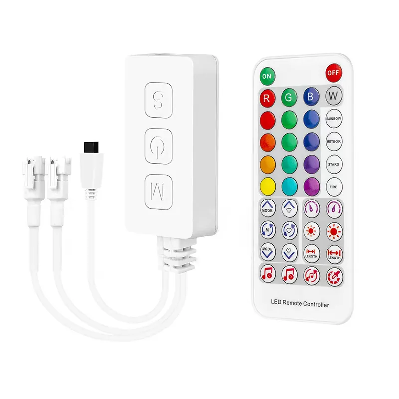 LED-Controller SP611E Bluetooth-Musik-App für WS2811 WS2812 Adressierbarer LED-Lichtstreifen IR 38 Tasten DC5V-24V