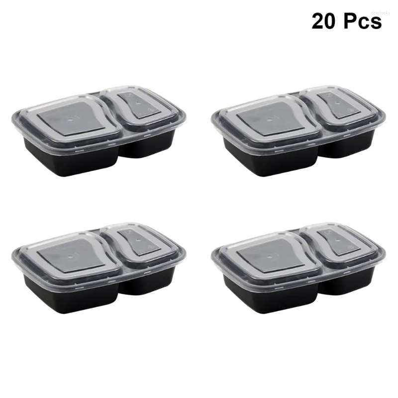 Servis uppsättningar 20 datorer förpackningslådor bento box set måltid prebondonger plasticos para comida förtjockar lunchpåsar