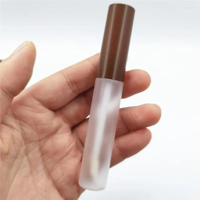 Vorratsflaschen 25/50/100 Stück Leere braune Kappe Transparenter Lipgloss-Behälter mit Stopper Frosted Lipgloss Zauberstab Tube Glasurflasche 10 ml