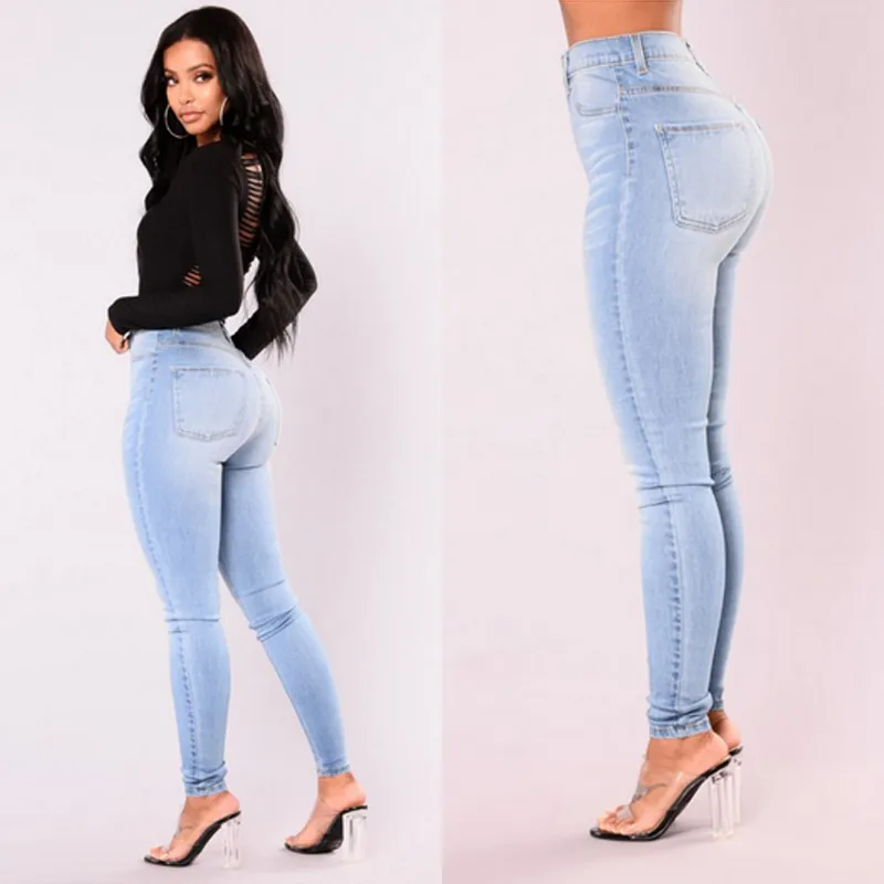 Damenjeans Sexy Jeans Frauen Denim Skinny Hosen Hohe Taille Stretch Lady Jeans Push-Up-Leggings Slim Taschen Knopf Bleistift Jeans Frauen Hosen 230310