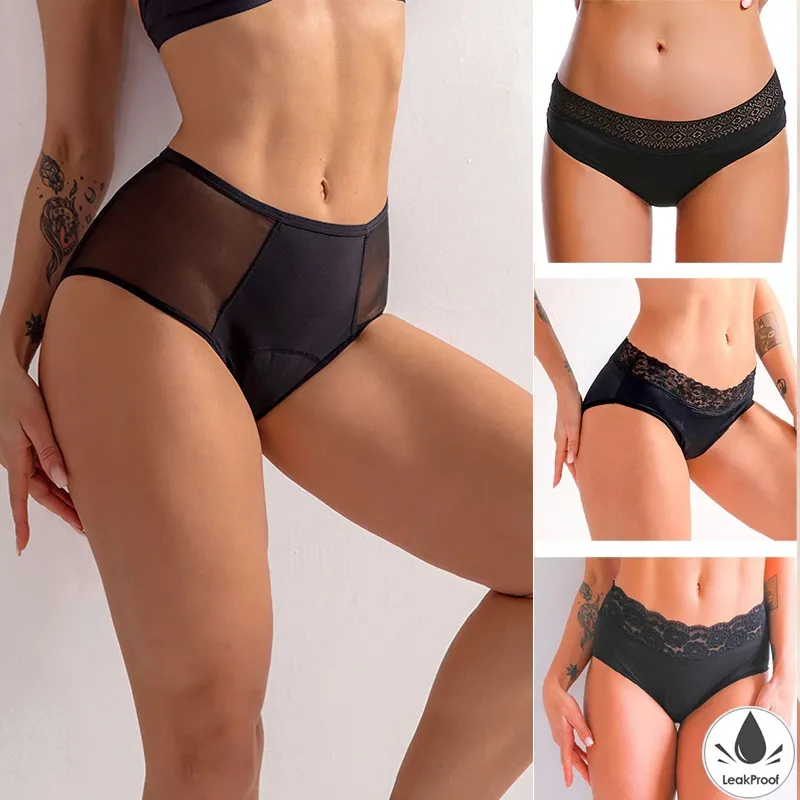 Kadın Panties 4pcs Yeniden Kullanılabilir Sızıntı Kanıtı Menstrüel Panties Fizyolojik iç çamaşırı Kadınlar Dört Katmanlı Hızlı Emici Menstrüel Brifs 230310