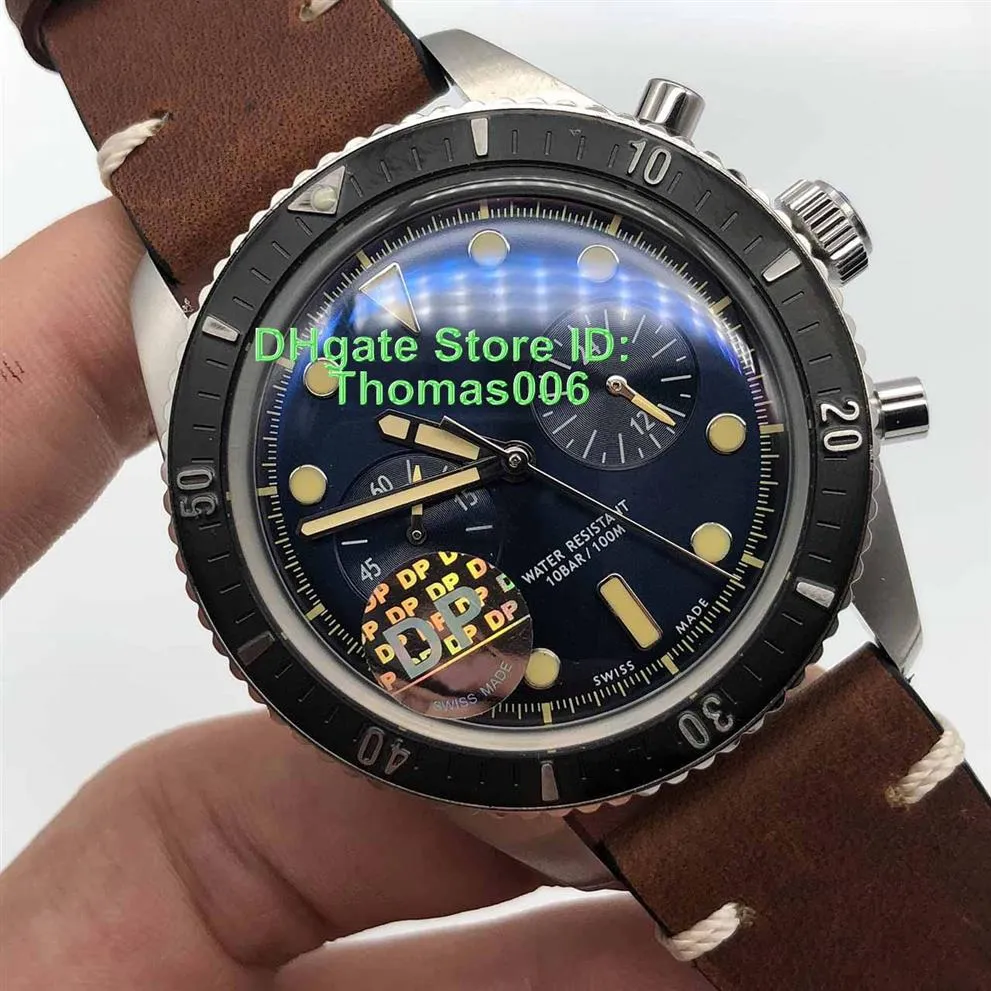 DP Watches Herrenuhren ORS Uhr Qualitätsuhr Quarz Batterie Sweep Uhrwerk Originalschließe Uhren Braunes Lederarmband 43mm330I
