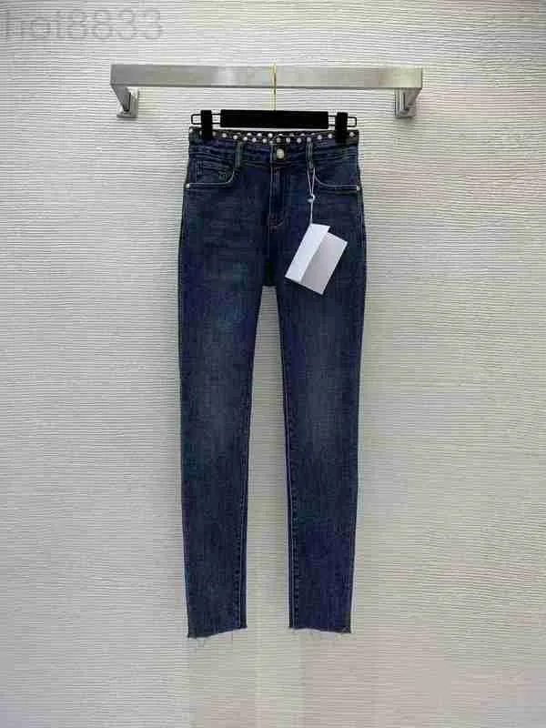 Jeans da donna Designer Milano Runway 2022 Autunno Inverno Moda Skinny Slim Brand Stesso stile Pantaloni di lusso 6GWP