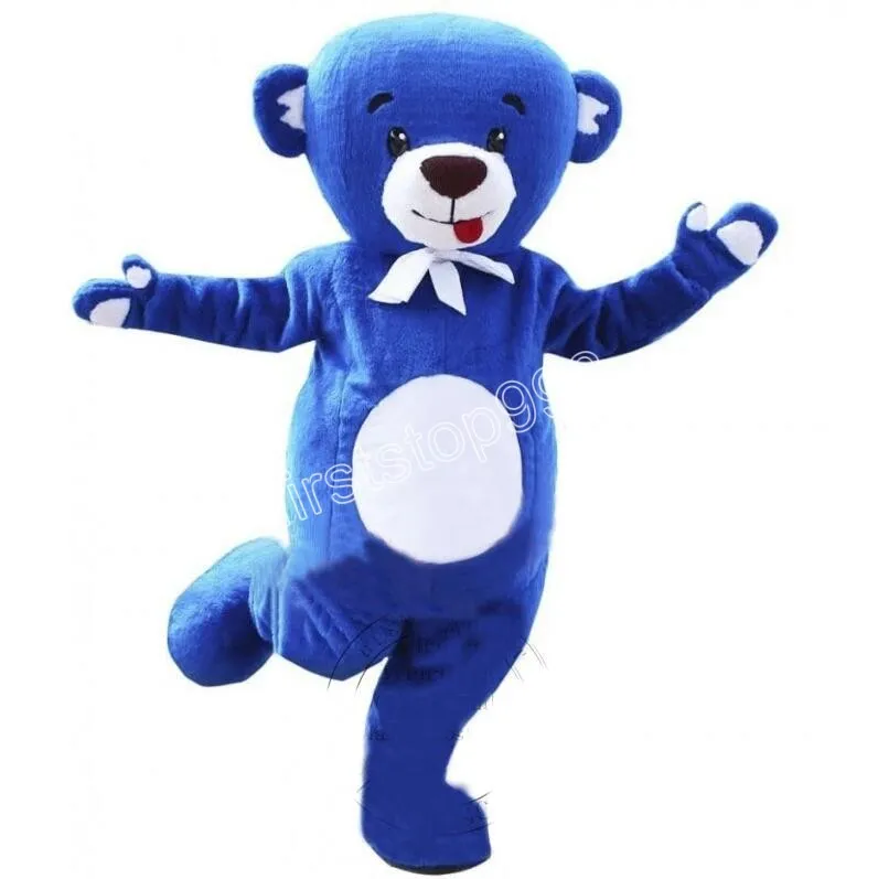 Halloween Super Cute Happy Blue Bear Mascot Costumes Simulation Cartoon Anime Theme Character vuxna storlek Jul utomhus reklamdräkt för män kvinnor