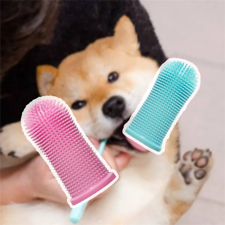 Brosse à dents en Silicone pour animaux de compagnie, toilettage pour chat, chiot, doigt de chat