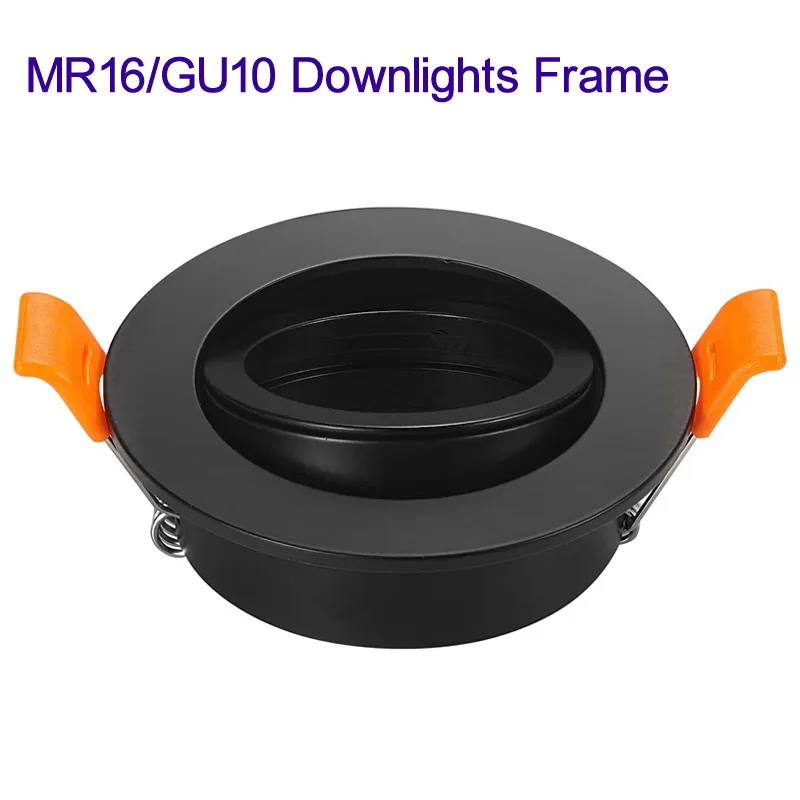 LED -lampor Frame Round Fixture Lighting Accessories Hållare Justerbar utskärning 65mm för MR16 GU10 -glödlampa (svart) Crestech