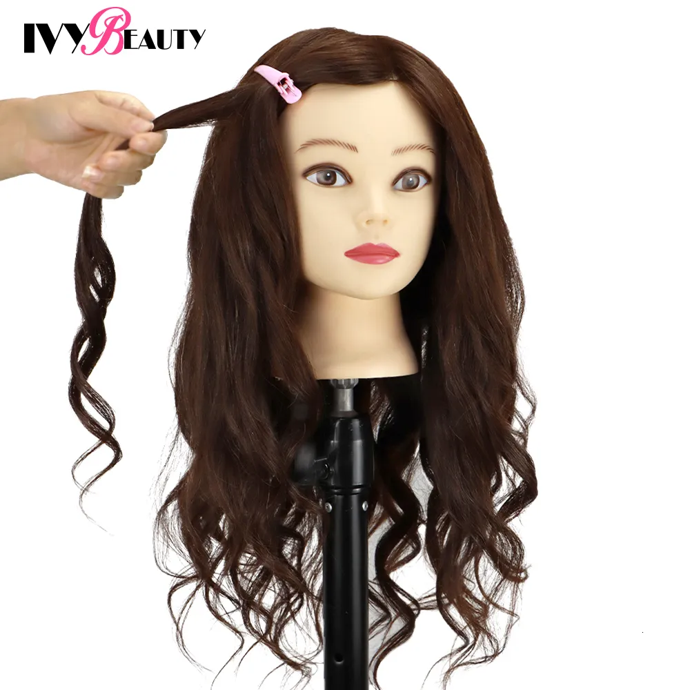 Make Up Mannequin Head For Hairstyles 85% Real Hair Doll Head And