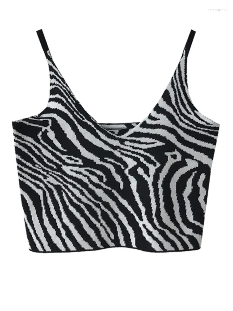 Koszulki damskie Qoerlin Summer Zebra Print Krótkie blaty kamizelki modowe na zewnątrz zużycie Koszulki z zawieszeniem dziewczynki zcięte koszulki paski spaghetti