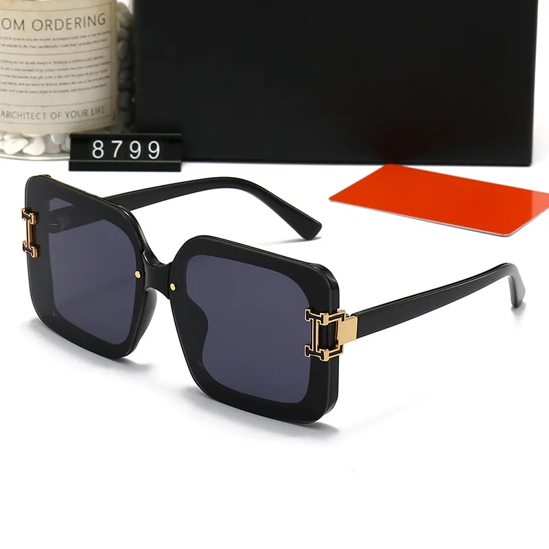 H Designer Solglasögon Mode Lyxiga Solglasögon För Kvinnor Män Vintage Full Båge Körning Strandskuggning UV-skydd Glasögon Present Med Box