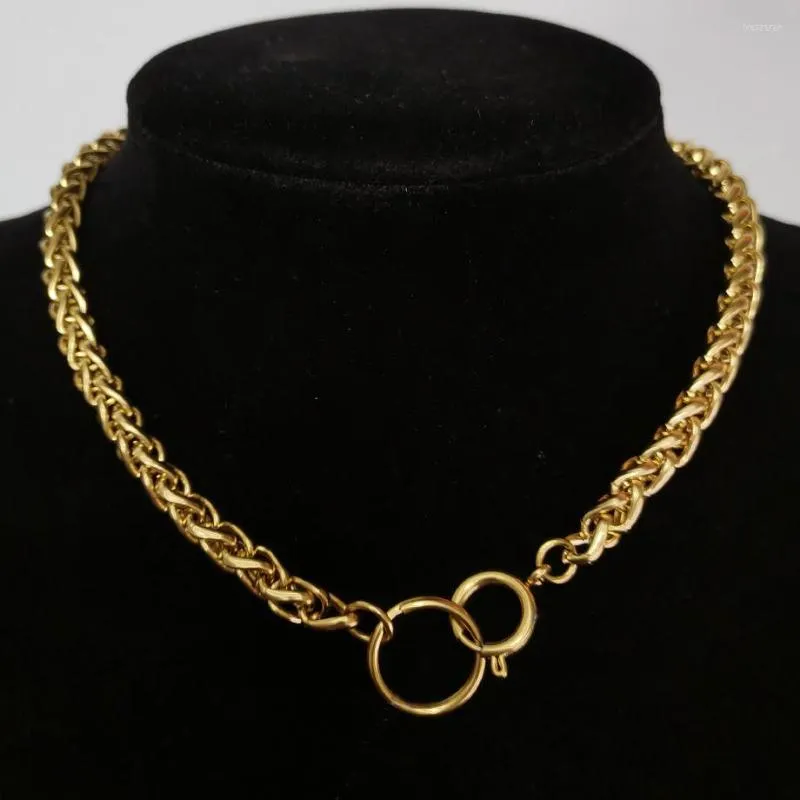 Choker Punk Hip Hop Thick Short Chain Circle Necklace Gold Color Stainless Steel Chokers Collar Women Neck Jewelry Party