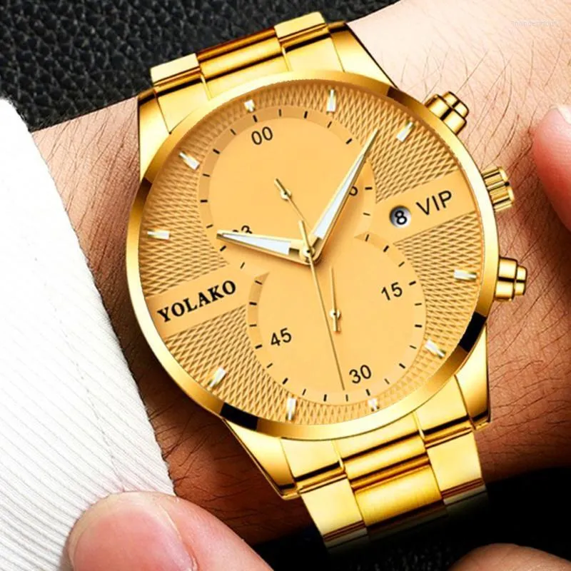 ساعة معصم الرجال أعلى العلامة التجارية الذهب الفولاذ المقاوم للصدأ الكوارتز مشاهدة فاخر الذكور التقويم الأزياء عرض wristwatch clock Relogio Maschulino 2023 Thu