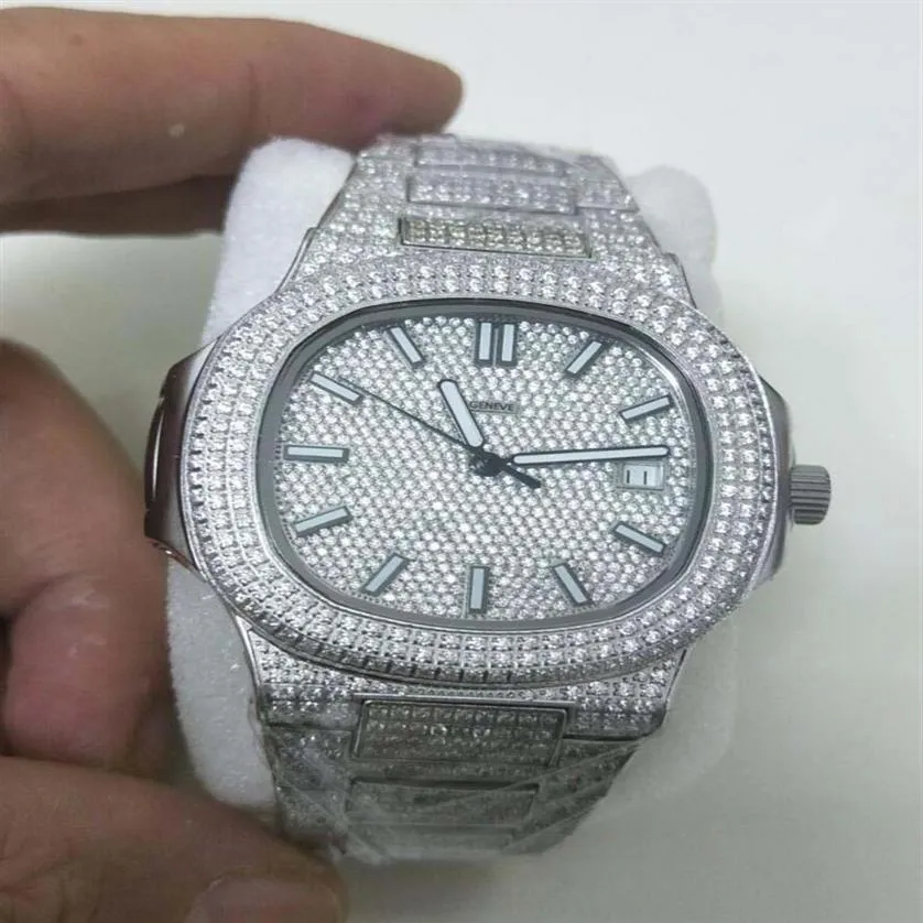 Version de luxe Montre 40MM Diamant Cadran Montres Nautilus 5719 10G-010 Mécanique Automatique Asie 2813 Mouvement Mens Watch266z