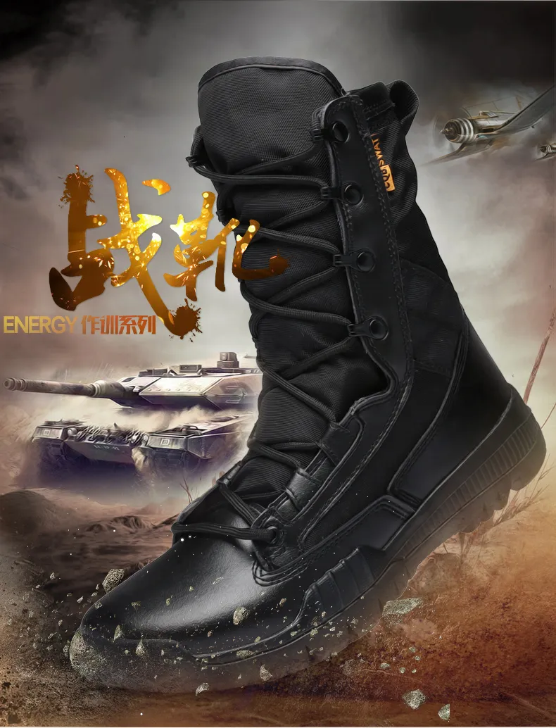 ○ DHgate Zapatos Tácticos Para Hombres Botas De Senderismo Del Ejército:  Botas De Combate Militar Del Desierto Para Hombres, Zapatos De Tobillo De  Cuero, Peso Ligero | Rendimiento Fiable, image size:790x1034