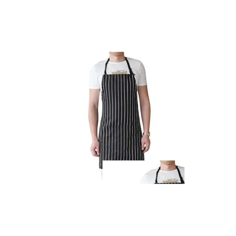 Tabliers Nouveaux tabliers Adt Black Stripe Black Adt avec 2 poches Chef serveur cuisine Cook Sans manches