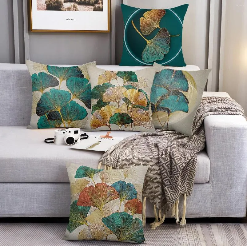 Cuscino Piante verdi tropicali Foglie Copertura decorativa 45 45 cm Cotone Lino S Decorazioni per la casa Fodere per divani