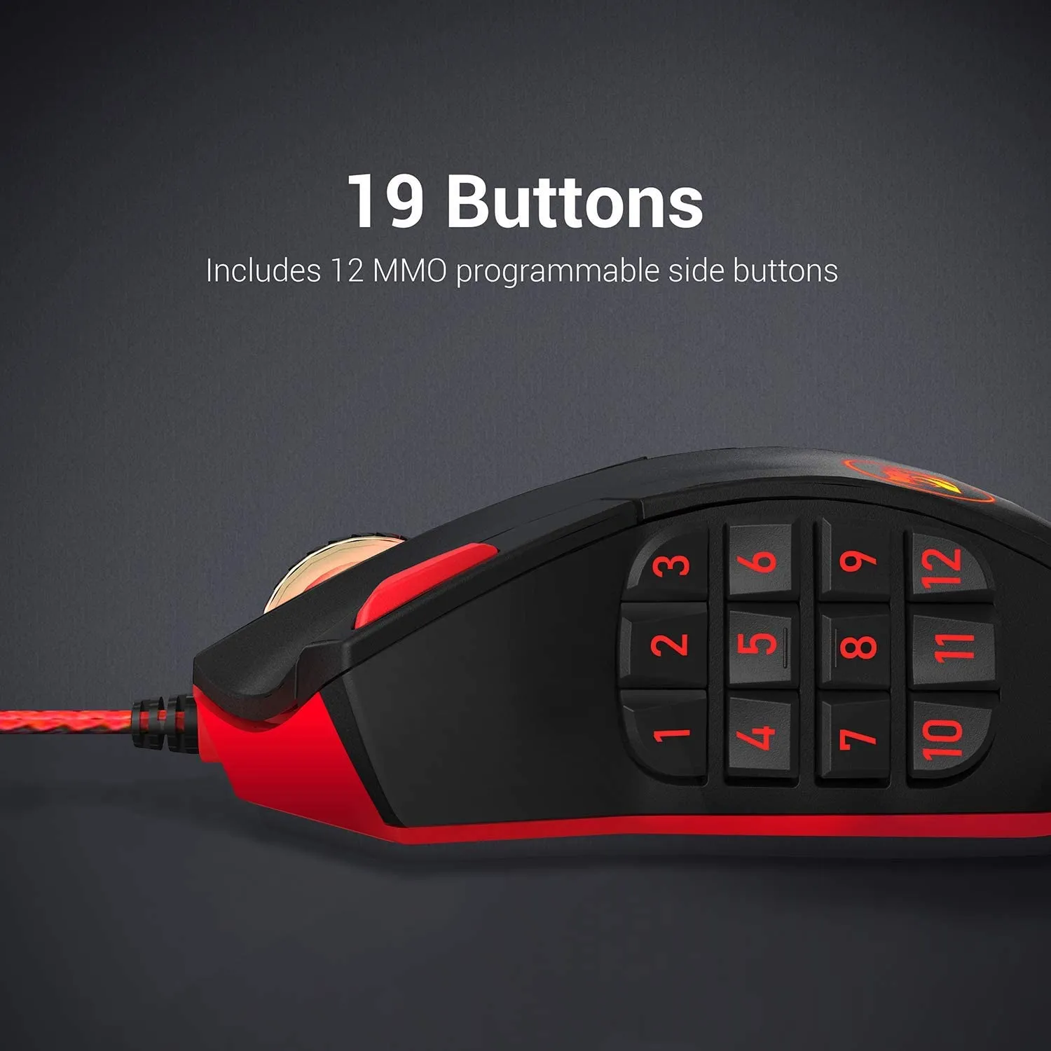 n M901 Perdition souris de jeu filaire souris MMO 12400 DPI 18 boutons programmables réglage du poids pour les jeux sur PC Windows