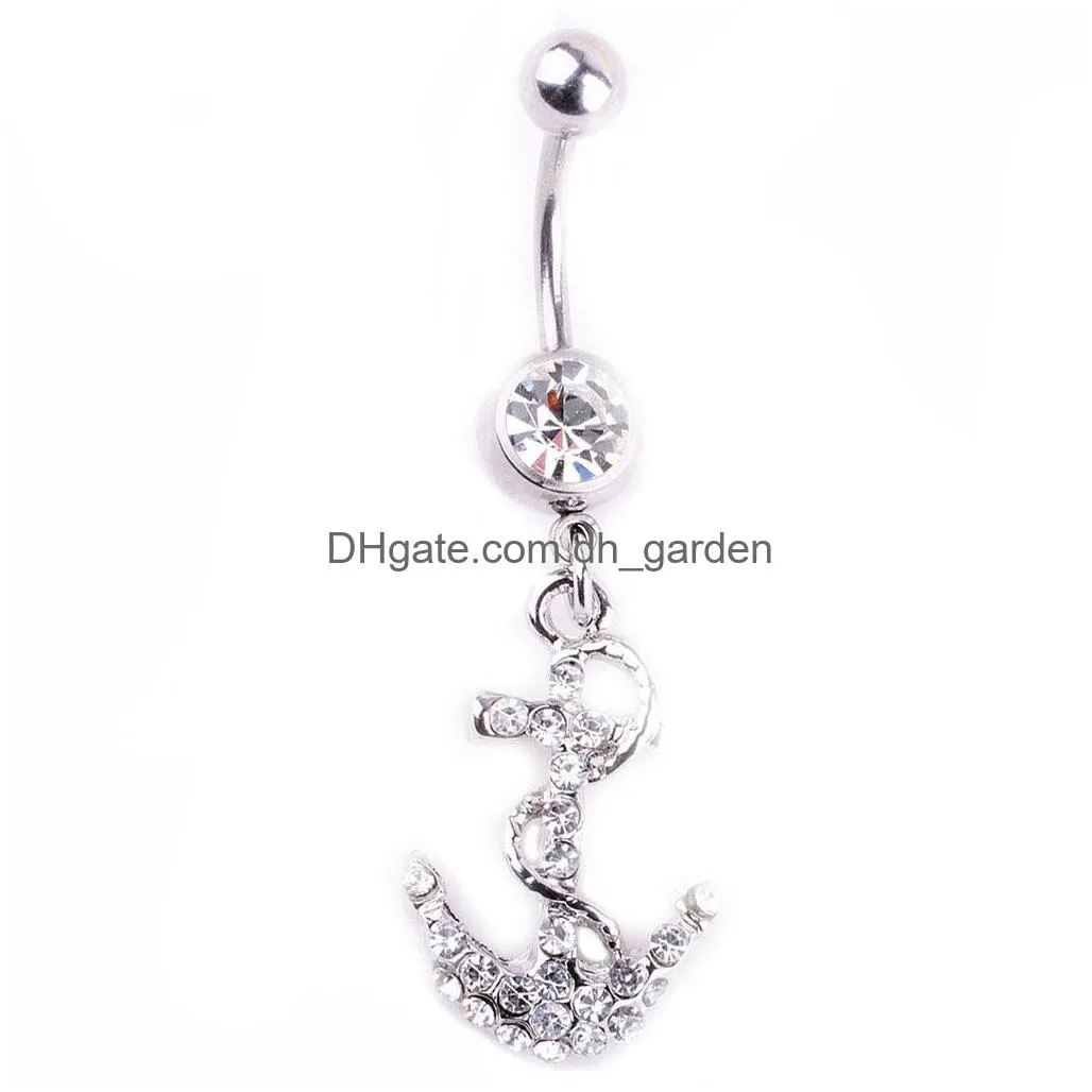 Navel Bell Button Rings D0704 Anchor Clear Color Belly Ring Drop Delivery Jewelry Body Dhgarden Dhgnk